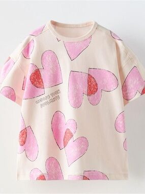 Zara Kids Pink Heart Graphic Tee - Choose Your Soulmate 6yr